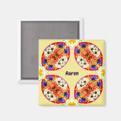 AARON ~ Gepersonaliseerd paaspatroon fractal ~ Magneet (Voorkant / Achterkant)