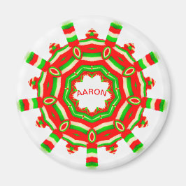 AARON ~ Gepersonaliseerde Kerst Wiel Fractal ~ Magneet
