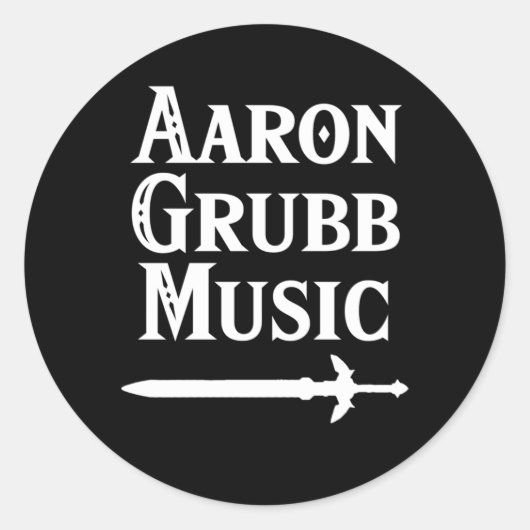 Aaron Grubb Music Witte Tekst Ronde Sticker (Voorkant)