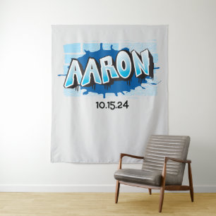 Aaron Je Graffiti Naam Achtergrond Foto-Op Wandkleed