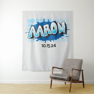 Aaron Jouw Graffiti Naam Achtergrond Foto-Op Wandkleed