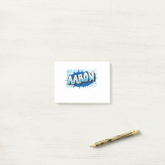 Aaron Jouw naam Graffiti Brick Wall gestileerd Post-it® Notes (Op bureau)