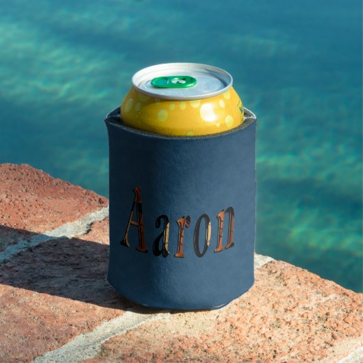 "Aaron"-naam op Blue Denim-Koelbox Blikjeskoeler (Insitu Zwembad)