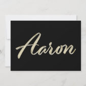 Aaron Name white gold Handwriting Karte Kaart (Voorkant)