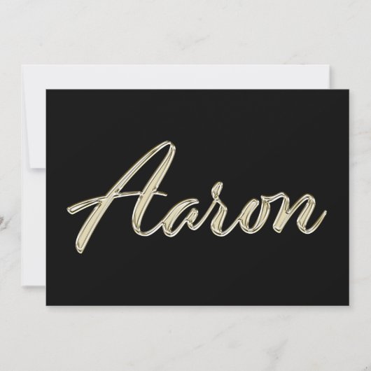 Aaron Name white gold Handwriting Karte Kaart (Voorkant)