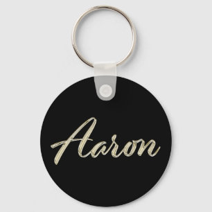 Aaron Name whitegold Button Schlüsselanhänger Sleutelhanger