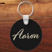 Aaron Name whitegold Button Schlüsselanhänger Sleutelhanger (Voorkant)
