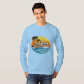 Aaron Retro Zonsondergang Naamontwerp T-shirt (Voorkant volledig)