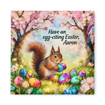 AARON ~ Squirrel collecting Easter Eggs ~  Magnet