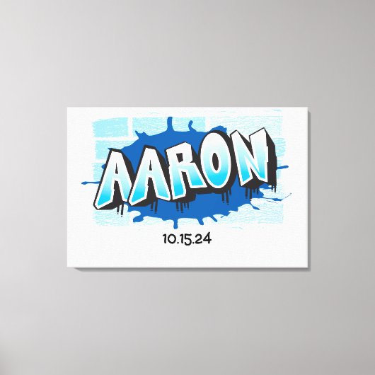 Aaron Uw Graffiti Naam Brick Muur Inlogbord Canvas Afdruk (Voorkant)