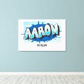 Aaron Uw Graffiti Naam Brick Muur Inlogbord Canvas Afdruk (Insitu (Houten vloer))
