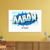 Aaron Uw Graffiti Naam Brick Muur Inlogbord Canvas Afdruk (Insitu (Woonkamer))