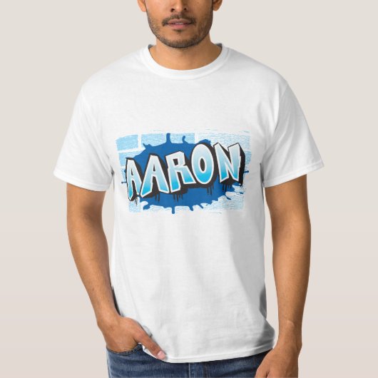 Aaron Your Graffiti Name Background Brick Wall T-S T-shirt (Voorkant)