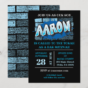 Aaron Your Graffiti Name Brick Wall Bar Mitzvah Kaart