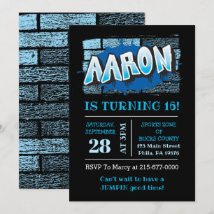 Aaron Your Graffiti Name Brick Wall Birthday Party Kaart