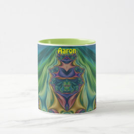 AARON ~ Zany 3D Fractal ~ Paarse Groen Gele Mok