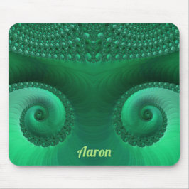 AARON ~ Zany Shades of Green Fractal Pattern Muismat