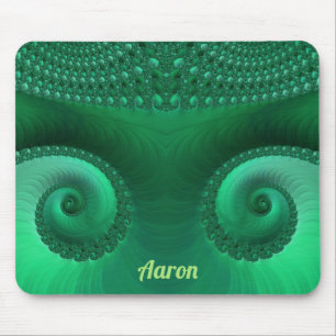 AARON ~ Zany Shades of Green Fractal Pattern Muismat