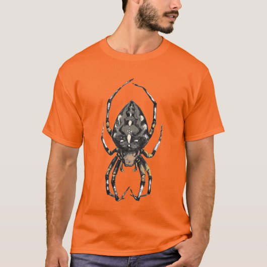Aart Barn Spider Gekleurd Sinaasappel T-shirt (Voorkant)
