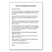 Aartsbisschop John Nienstedt Gebed Kaart (Voorkant)