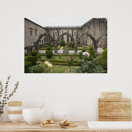 aartsbisschop paleis van Braga met tuin Poster (Keuken)