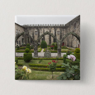aartsbisschop paleis van Braga met tuin Vierkante Button 5,1 Cm