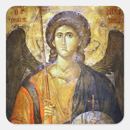 Aartsengel Gabriël Orthodoxe Christelijke Icoon Vierkante Sticker (Voorkant)