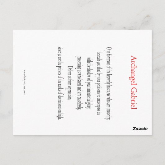 Aartsengel Gabriel Prayer Kaart (Achterkant)