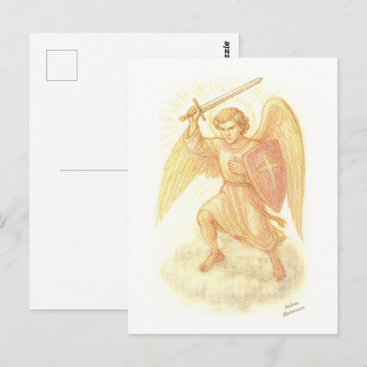 Aartsengel met zwaard briefkaart (Voorkant / Achterkant)