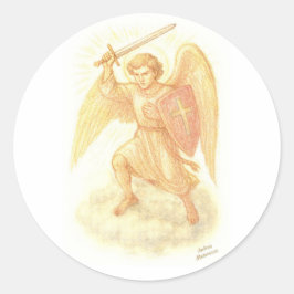 Aartsengel met zwaard ronde sticker