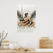 Aartsengel Michaël Aquarel Christelijke Engel Kuns Poster (Keuken)