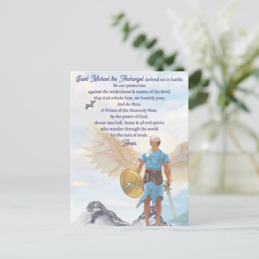 Aartsengel Michael Bescherming Moed Engelengebed Briefkaart (Staand voorkant)
