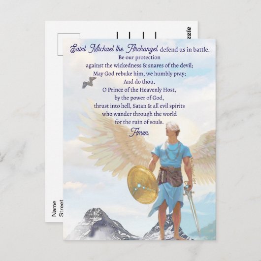 Aartsengel Michael Bescherming Moed Engelengebed Briefkaart (Voorkant / Achterkant)