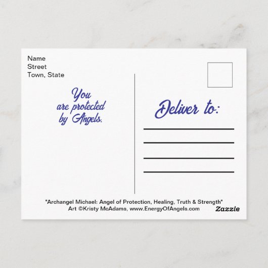 Aartsengel Michael Bescherming Moed Engelengebed Briefkaart (Achterkant)
