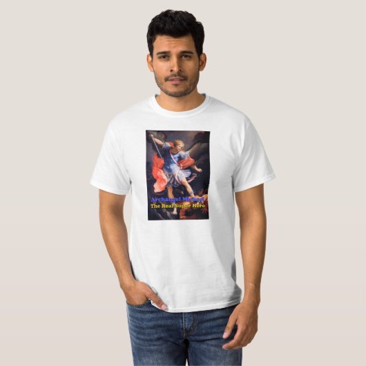 Aartsengel Michael de echte superheld T-shirt (Voorkant volledig)
