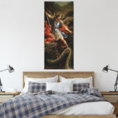 Aartsengel Michael en boze slang Canvas Afdruk (Insitu (Slaapkamer))