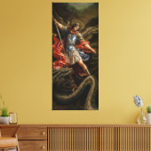 Aartsengel Michael en boze slang Canvas Afdruk (Insitu (Woonkamer))
