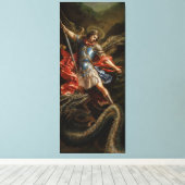 Aartsengel Michael en boze slang Canvas Afdruk (Insitu (Houten vloer))