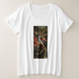 Aartsengel Michael en boze slang Grote Maat T-shirt