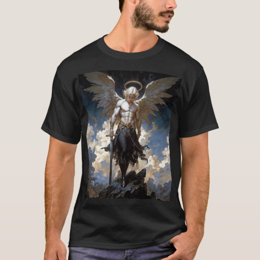 Aartsengel Michael Fantasie Illustratie T-shirt (Voorkant)