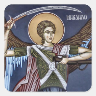Aartsengel Michaël Orthodoxe Christelijke Icoon Vierkante Sticker