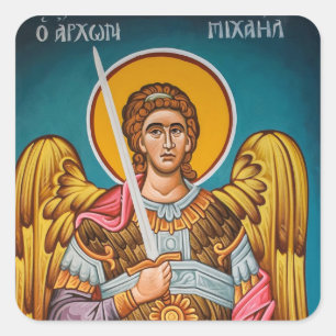 Aartsengel Michaël Orthodoxe Christelijke Icoon Vierkante Sticker