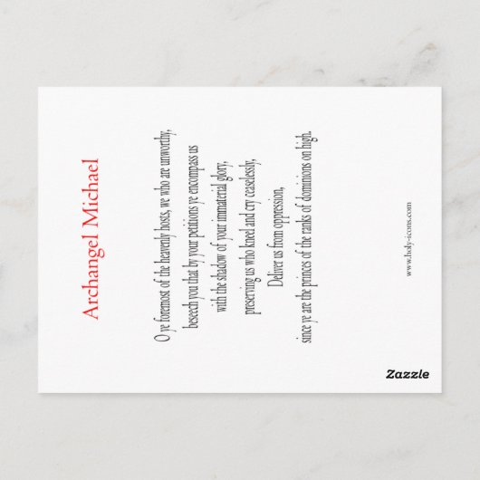 Aartsengel Michael Prayer Card Briefkaart (Achterkant)