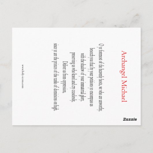 Aartsengel Michael Prayer Kaart (Achterkant)