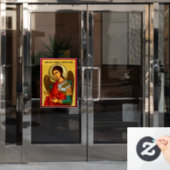 Aartsengel Michaël Raamsticker (Kantoordeur)