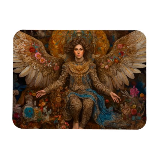 Aartsengel Michael zittend op een troon Magneet (Horizontaal)