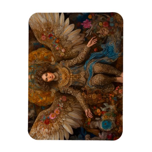 Aartsengel Michael zittend op een troon Magneet (Verticaal)