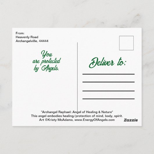 Aartsengel Rafaël Genezer Angel Healing Art Note Briefkaart (Achterkant)