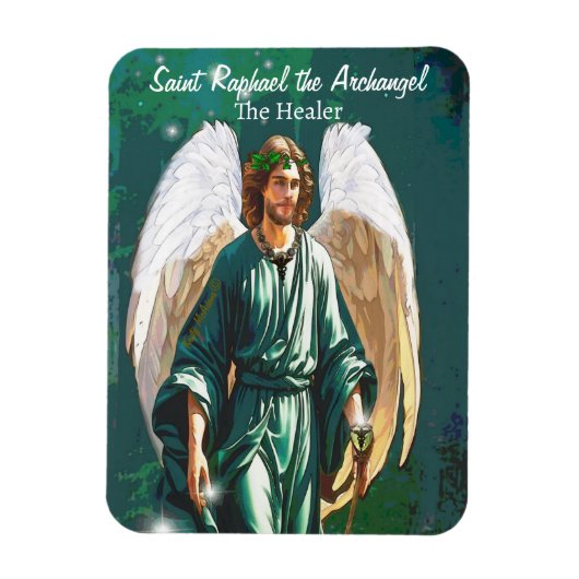 Aartsengel Rafaël Genezer Angel Healing Saint Art Magneet (Verticaal)