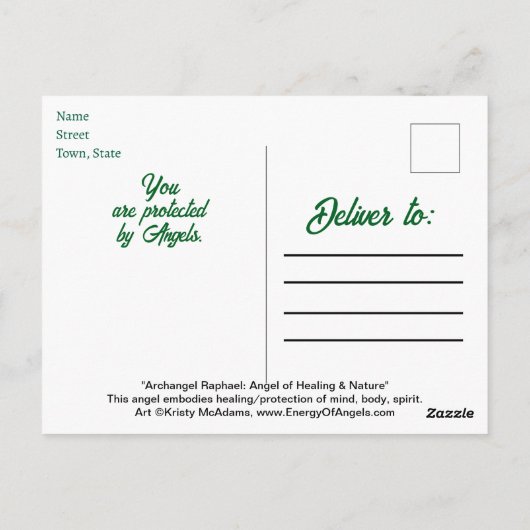 Aartsengel Rafaël Genezer Engel Godin Heling Briefkaart (Achterkant)